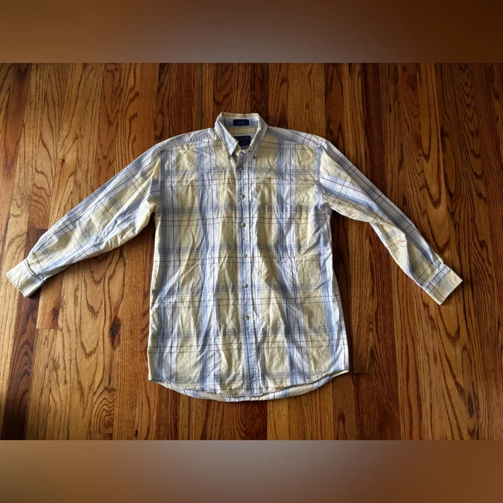 Pendleton Yellow and Light Blue Plaid Shirt - Small - Cotton - Picture 1 of 9
